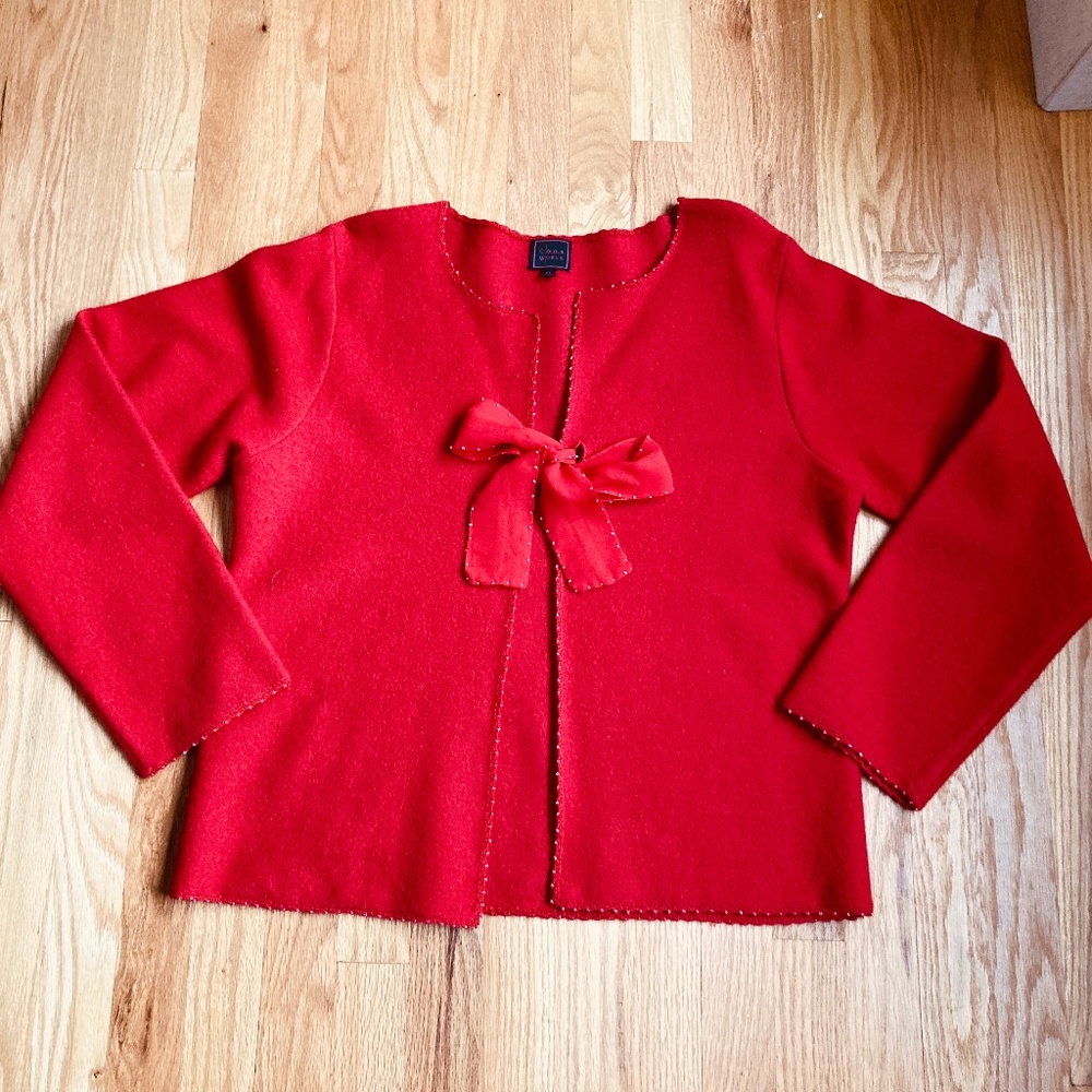 Festive red wool jacket from Colour Works, size XL